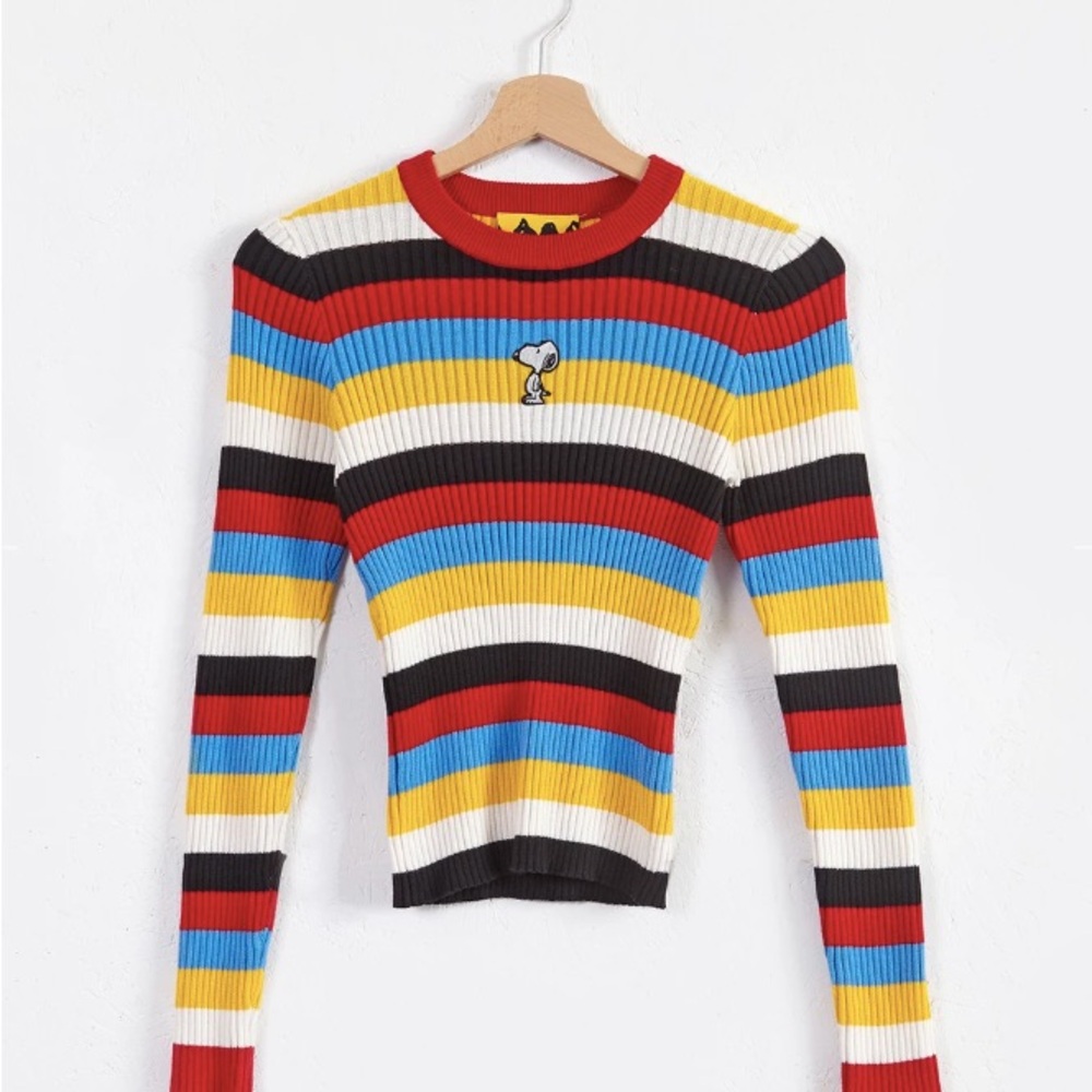 🍿 lazy oaf x peanuts snoopy striped rib top!